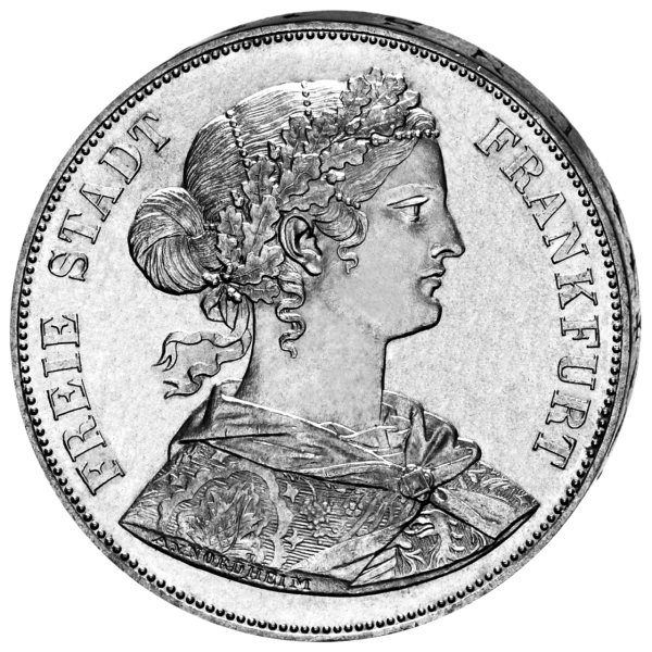 Freie Stadt Frankfurt, Doppeltaler „Francofurtia“, 1861 - Münze Vorderseite