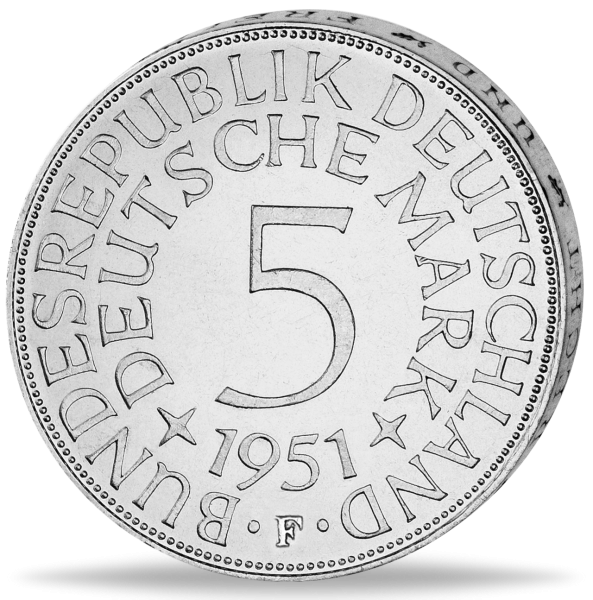 Bundesrepublik Deutschland, 5 DM 1951 F J.387 - Silberadler - Münze Vorderseite