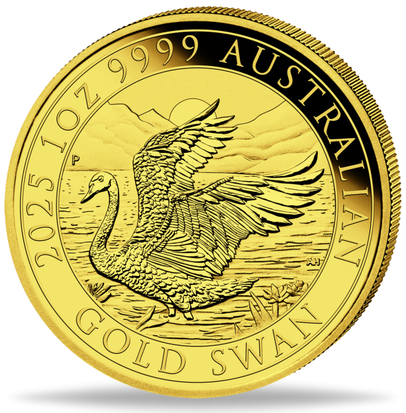 Australien 100 AUS-Dollar Schwan 1 Unze Gold 2025 - Münze Vorderseite