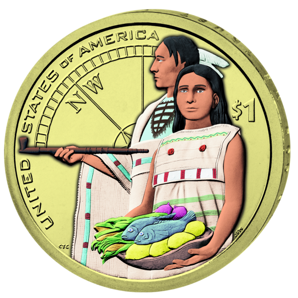 1 US Dollar Sacagawea - Gastfreundschaft - 2014 - Münze Vorderseite