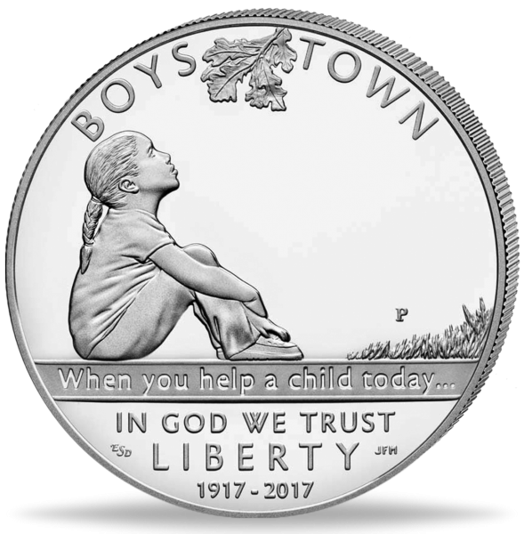 USA, 1 Dollar Boys Town Cenntenial, 2017 - Münze Vorderseite