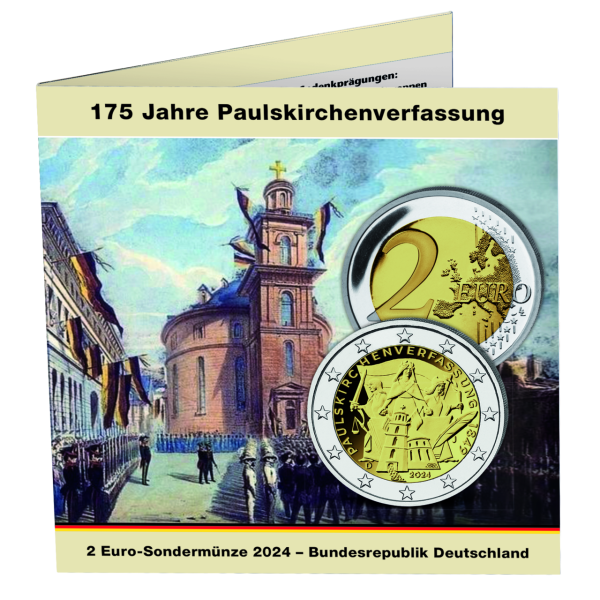 5x 2 Euro Paulskirchenverfassung, 2024, A-J, im Album - Blister