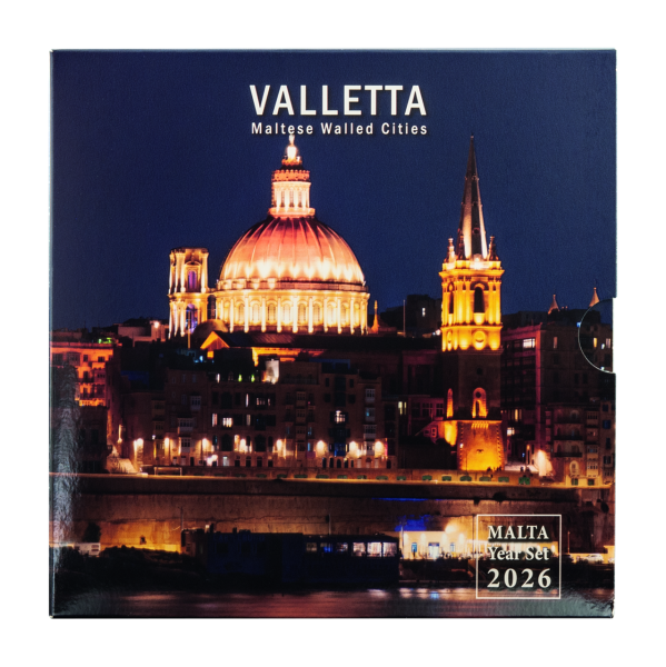 Malta, 5,88 Euro Kurssatz 2026, bfr., inkl. 2 Euro Valletta - Folder Vorderseite