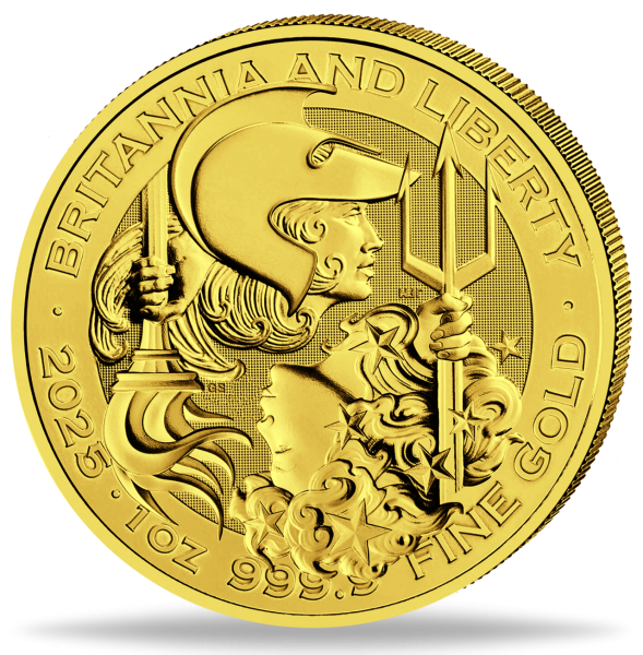 100 Pfund Britannia/Liberty 1 Unze Gold - Münze Vorderseite