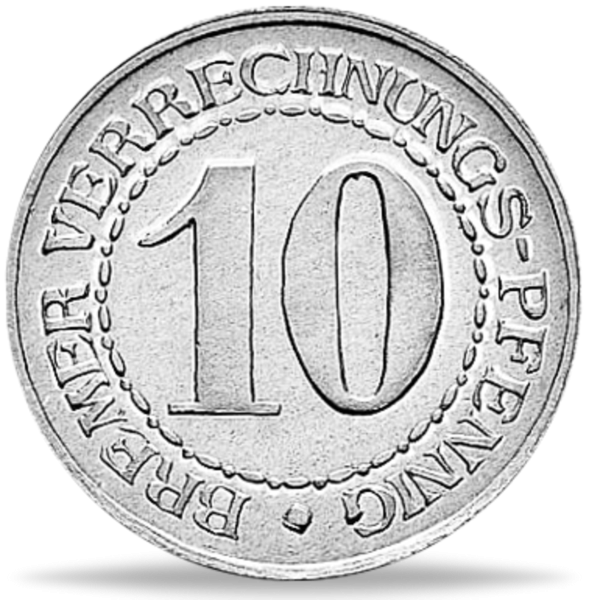 Bremen 10 Verrechnungspfennig, Aluminium - Münze Vorderseite