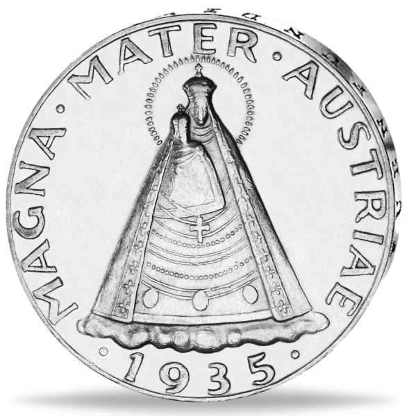 Republik Österreich, 5 Schilling 1934-1936 Madonna - Silber - Münze Vorderseite