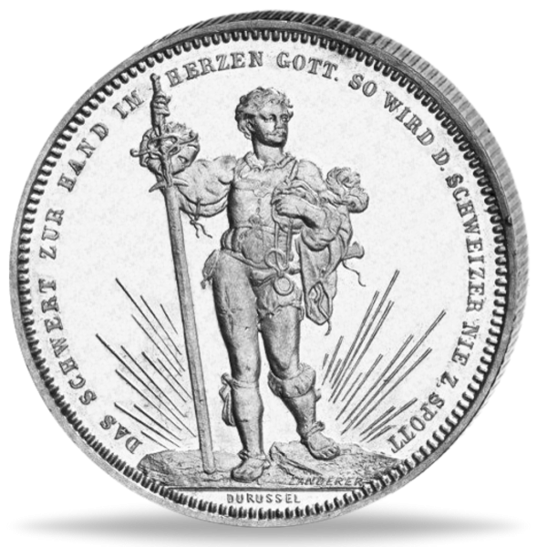 5 Schweizer Franken 1879, Basel Schützentaler - Silber - Vorderseite Münze