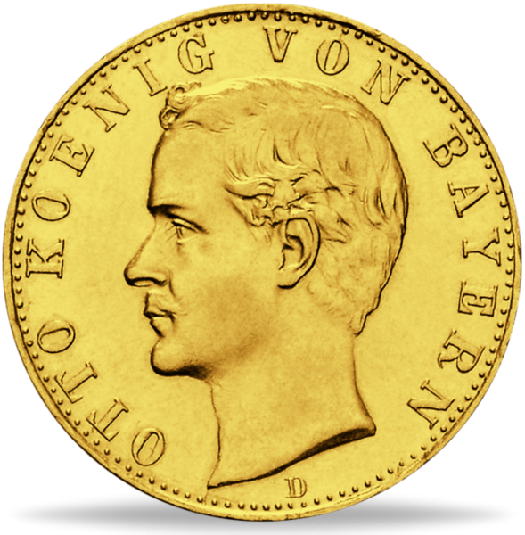 Königreich Bayern , 10 Mark „König Otto“ 1888 - Gold - Münze Vorderseite