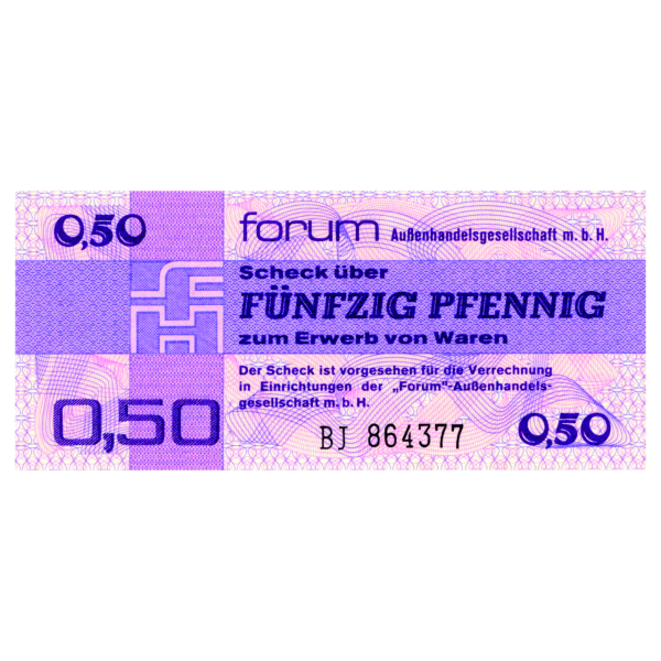 50 Pfennig Forumschecks Außenhandelsgesellschaft der DDR - Vorderseite