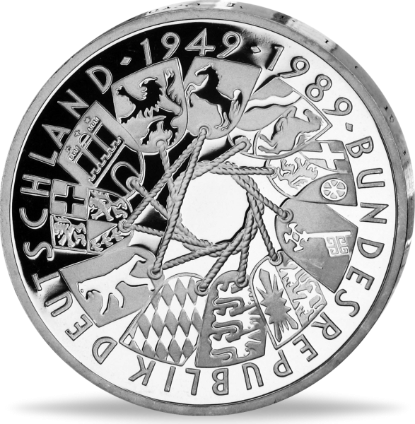10 Deutsche Mark 1989, 40 Jahre BRD - Vorderseite deutsche BRD Münze