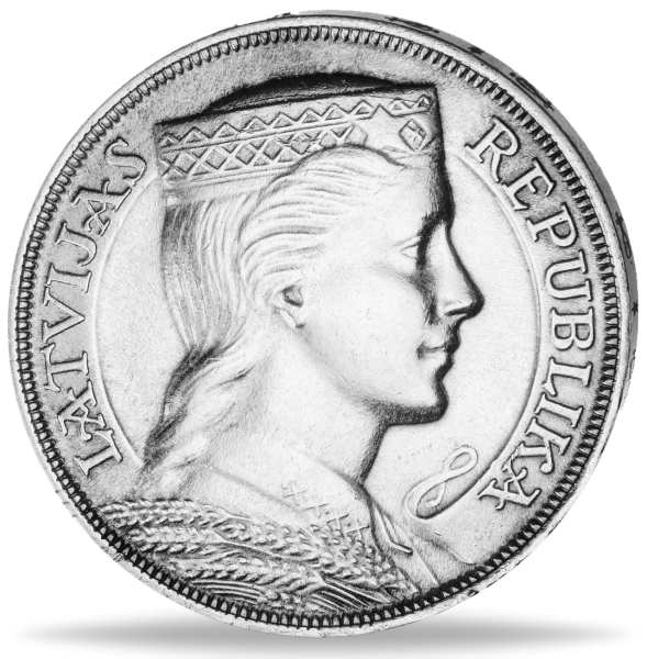 5 Lati Frauenkopf - Vorderseite Münze