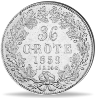 Bremen, 36 Grote1859 - Silber - Münze Vorderseite Bremen, 36 Grote1859 - Silber - Münze Vorderseite