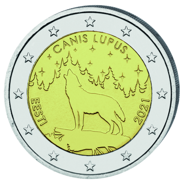 2 Euro Nationaltier Wolf - Münze Vorderseite