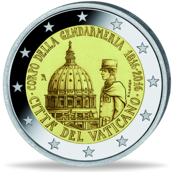 2 Euro „200 Jahre Gendarmeriekorps“ PP - Münze Vorderseite