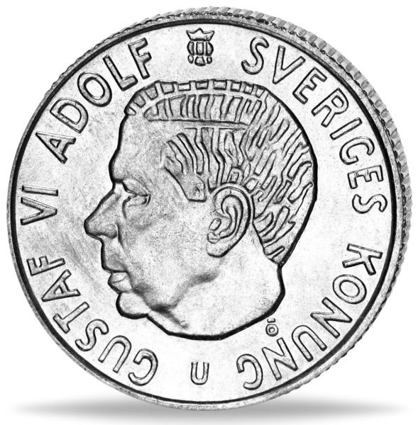 2 Skr. „König Gustav VI. Adolf“ 1952-1966 - Münze Vorderseite