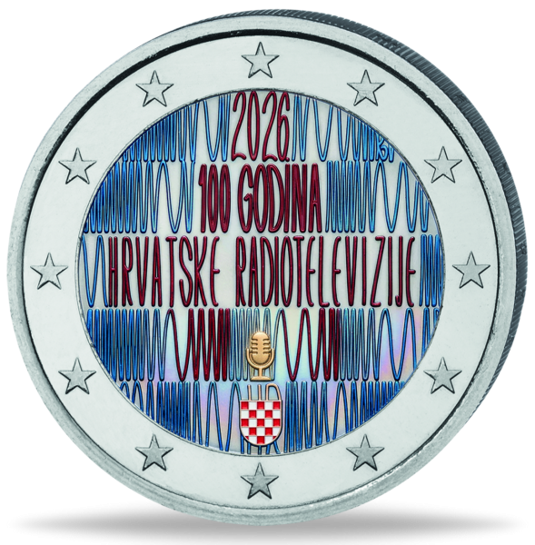 2 Euro 100 Jahre Rundfunk und Fernsehen, 2026, bfr. - Münze Vorderseite