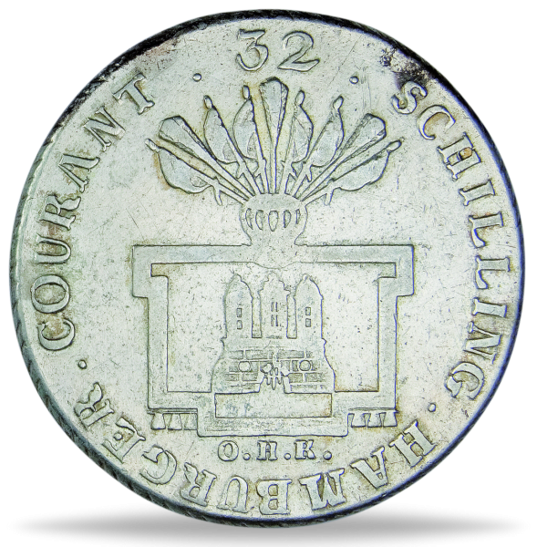 Freie und Hansestadt Hamburg, 32 Schilling 1794-1797 – Silber -Münze Vorderseite
