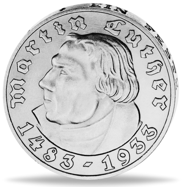 Drittes Reich 5 Reichsmark „Martin Luther“ 1933 - Silber - Münze Vorderseite