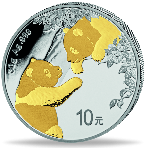 10 Y Panda m. Goldveredelung - Münze Vorderseite