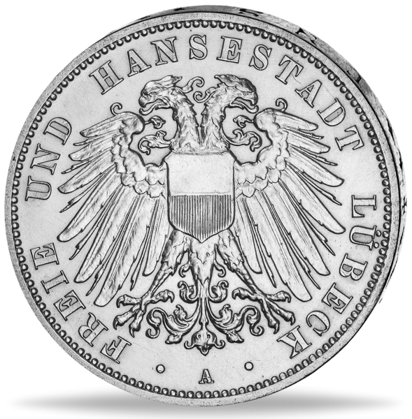 Freie und Hansestadt Lübeck 3 Mark „Stadtwappen“ 1912 Silber - Münze Vorderseite