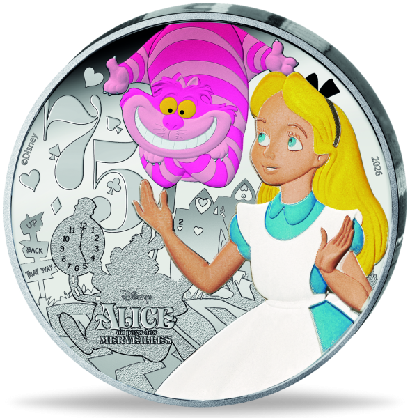 10 Euro Alice im Wunderland, 2026 mit Farbapplikation - Münze Vorderseite