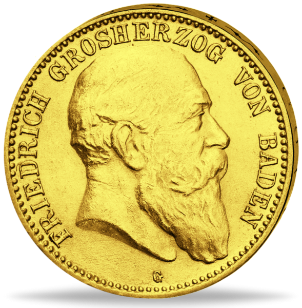 Baden, 10 Mark „Großherzog Friedrich I.“ 1905 - Gold - Münze Vorderseite