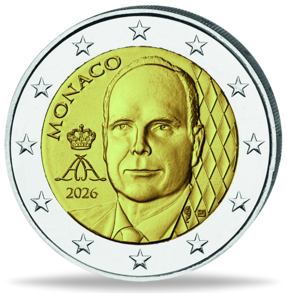Monaco, 2 Euro Kursmünze mit neuem Münzmotiv, 2026, bfr. - Münze Vorderseite