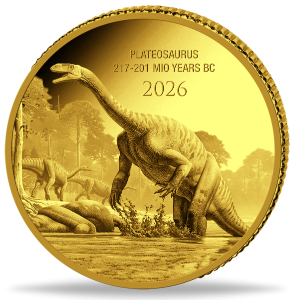 100 Francs 0,5 g Gold Plateosaurus - Münze Vorderseite