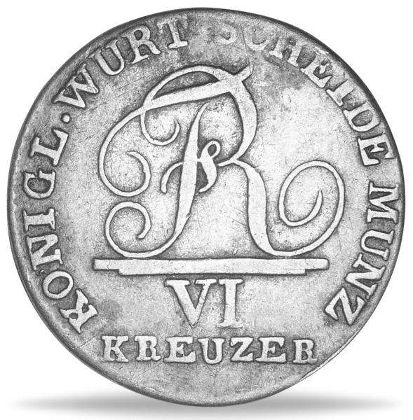 6 Kreuzer „Königreich Württemberg“ - Münze Vorderseite