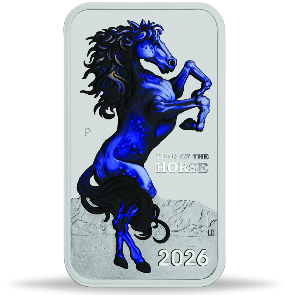 1 Dollar Rectangle Dragon 1 Unze Silber mit Farbapp. 2026 - Münze Vorderseite