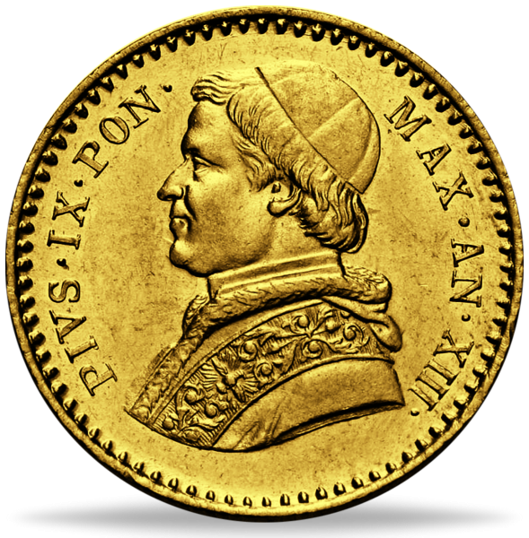 Vatikan, 2,5 Scudi 1848-1863, Papst Pius IX. - Gold - Münze Vorderseite