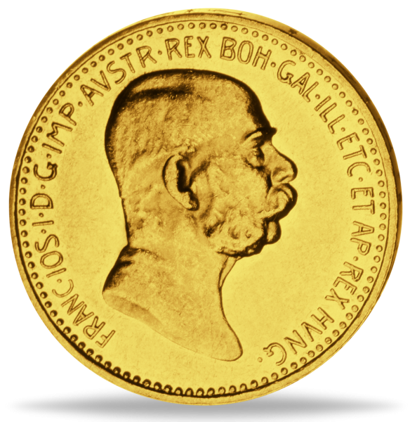 10 Kronen Franz Joseph I. schmaler Kopf - Vorderseite Münze