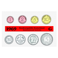 Offizieller BRD-Kursmünzensatz „1969 - PP - G“ Offizieller BRD-Kursmünzensatz „1969 - PP - G“
