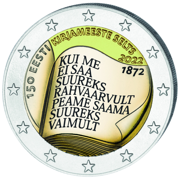 2 Euro Estland Literatur Gesellschaft Farbe - Vorderseite Münze