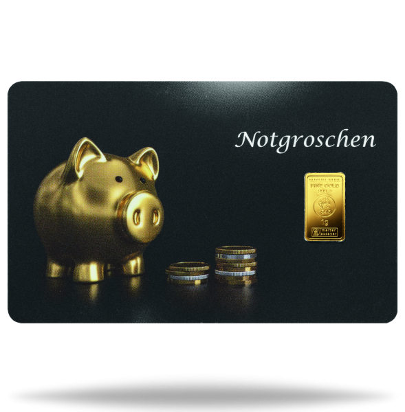 Finecard Notgroschen Gold - Geschenkbarren Vorderseite