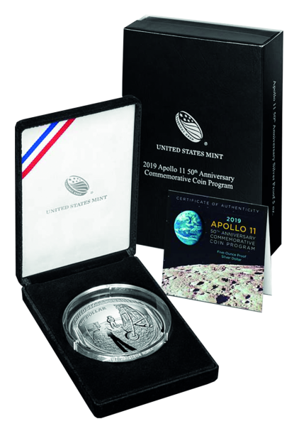 USA, 1 US-Dollar 2019, Apollo 11 - 50 Jahre Mondlandung - 5 Unzen 
