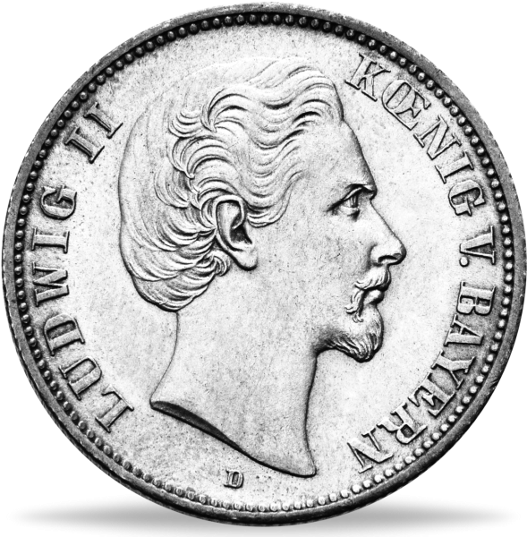 Bayer 2 Mark „König Ludwig II.“ 1883 - Silber - Münze Vorderseite
