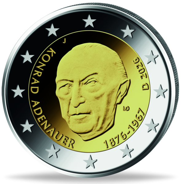 2 Euro 150. Geb. Konrad Adenauer, 2026, bfr. Prägestätte J - Münze Vorderseite