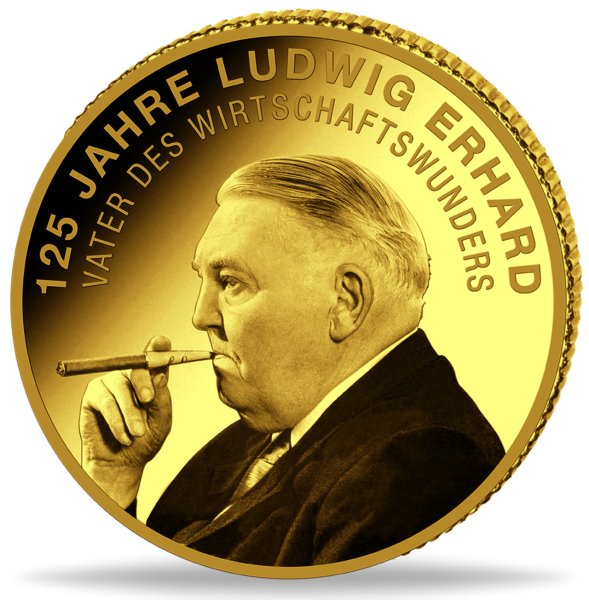 Ludwig Erhard Gold-Gedenkprägung - Medaille Vorderseite