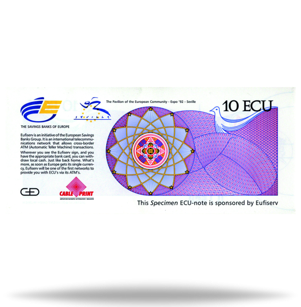 Spanien, 10 ECU Sevilla - Banknote, 1992 Rückseite