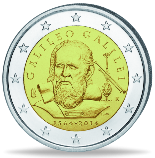 2 Euro Galileo Galilei - Münze Vorderseite