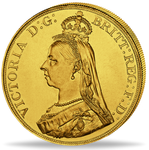 Großbritannien 5 Pfund „Königin Viktoria mit Krone“ 1887  - Münze Vorderseite