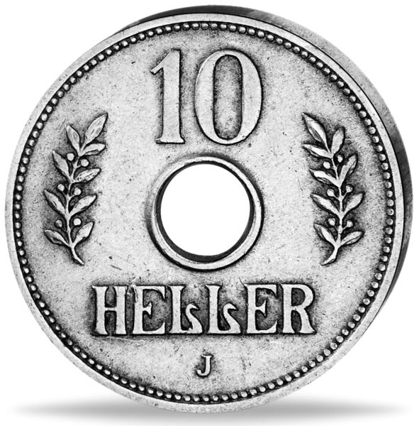 10 Heller Kaiserkrone mit Loch - Vorderseite Münze