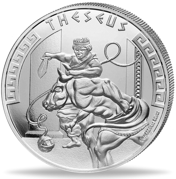 Niue 2 Dollar Theseus 1 Unze Silber 2024 Münze Vorderseite