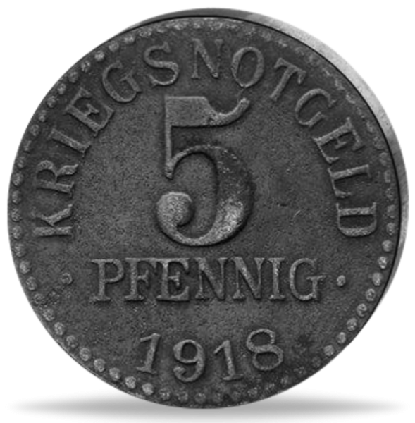 Braunschweig 5 Pfennig „Sachsenross, Eisen“ 1918 Notgeld - Münze Vorderseite