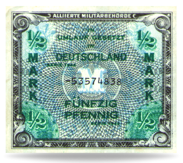 50 Pfennig der DDR Alliierte Militärbehörde - Banknote