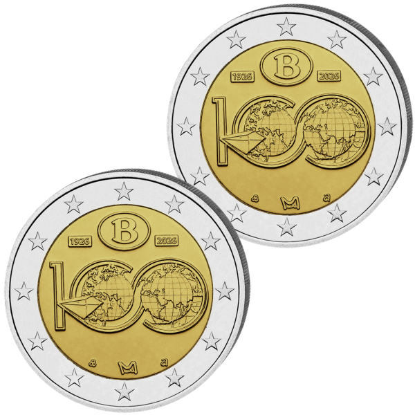 2 x 2 Euro geographisches Institut flämisch & wallonisch - Münze Vorderseite