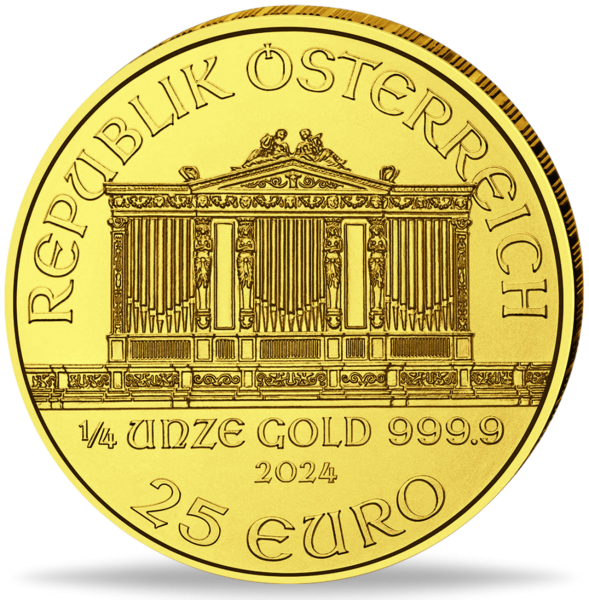 Österreich 25 Euro Philharmoniker 1/4 Unze Gold 2024 - Münze Vorderseite