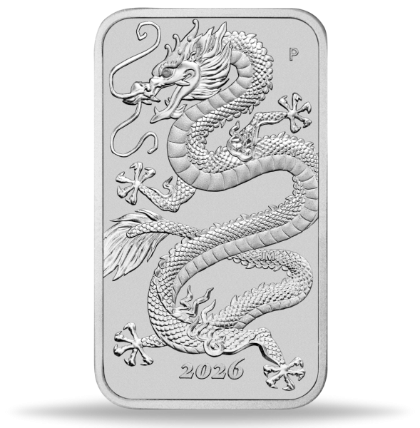 Australien 1 AUS-Dollar Rectangle Dragon 1 Unze Silber 2026 - Münze Vorderseite