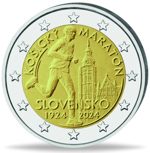Slowakei, 2 Euro Marathonlauf in Kosice, 2024, bfr. - Münze Vorderseite